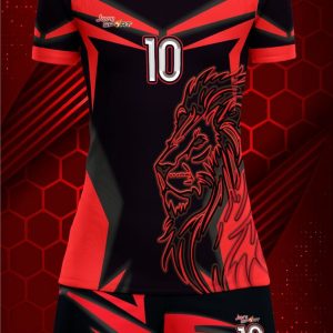 Red Volleyball Jersey – Lion Pattern, Symbol of Energy & Power